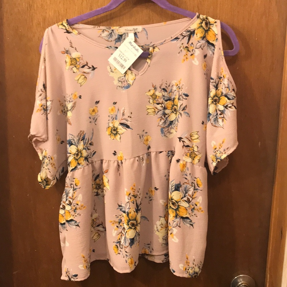 Cold shoulder floral shirt